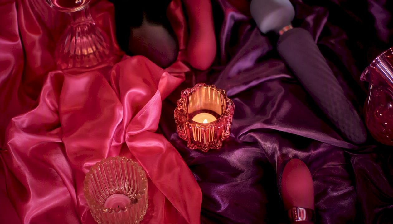 Sensual fabrics and accessories in warm light