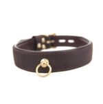 Adjustable Nubuck Leather Choker with O-Ring – BDSM Collar for Bondage Play