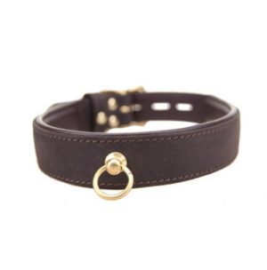 Adjustable Nubuck Leather Choker with O-Ring – BDSM Collar for Bondage Play